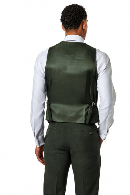 Finley - Men's Olive Green Prince of Wales Check Tailored 3 Piece Suit