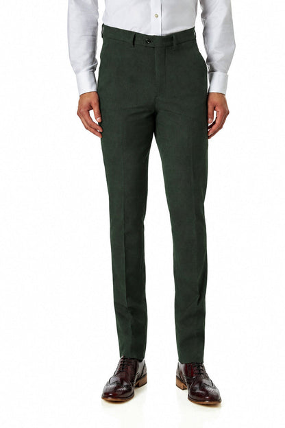 Finley - Men's Olive Green Prince of Wales Check Tailored 3 Piece Suit