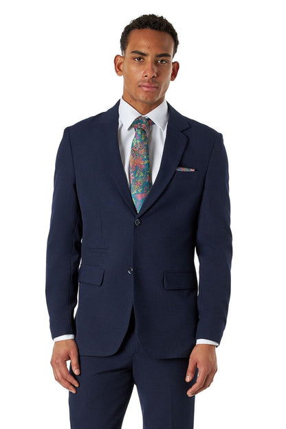 Navy Prince of Wales Check Tailored Fit 3-Piece Suit