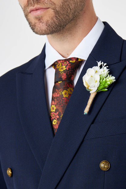 FINLEY – Navy Prince of Wales Check Double Breasted Jacket