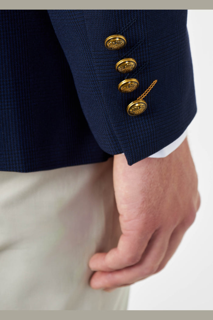 FINLEY – Navy Prince of Wales Check Double Breasted Jacket