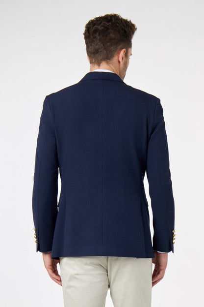 FINLEY – Navy Prince of Wales Check Double Breasted Jacket
