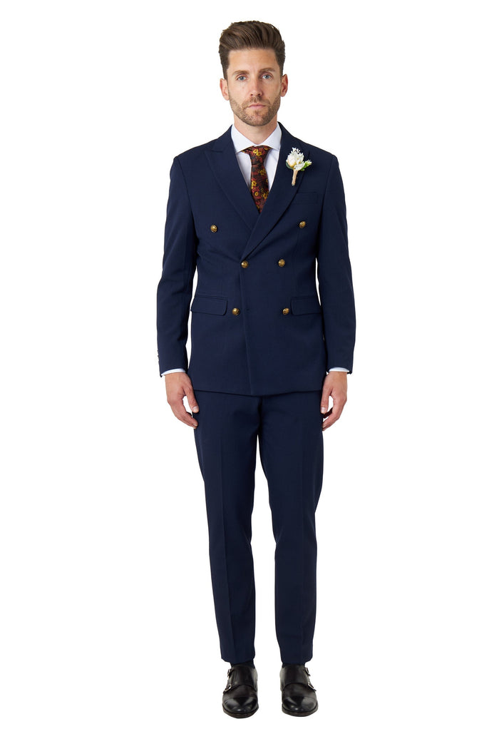 FINLEY – Navy Prince of Wales Check Double Breasted Jacket