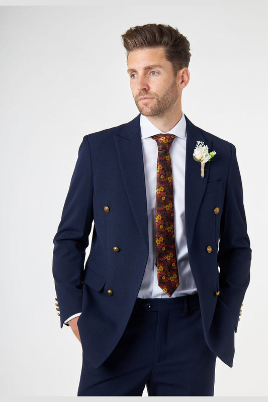 FINLEY – Navy Prince of Wales Checks Double Breasted 2 Piece Suit