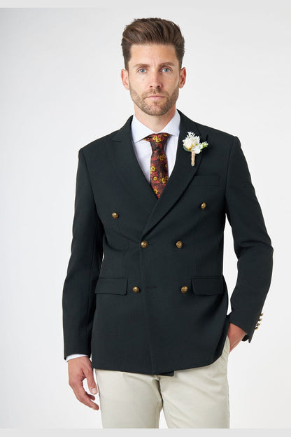 FINLEY – Olive Green Prince of Wales Check Double Breasted Jacket