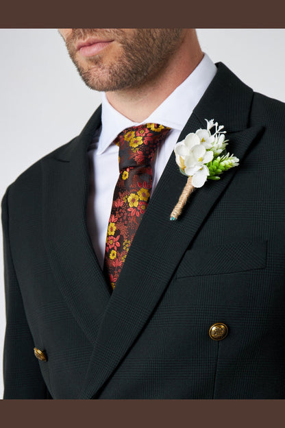 FINLEY – Olive Green Prince of Wales Check Double Breasted Jacket