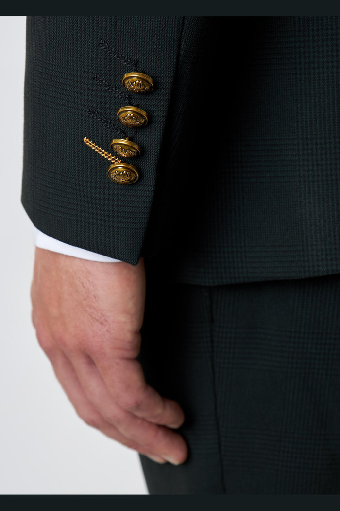 FINLEY – Olive Green Prince of Wales Check Double Breasted Jacket