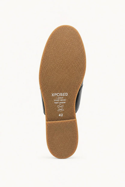 FINO Men’s Coffee Brown Woven Leather Mule Slippers
