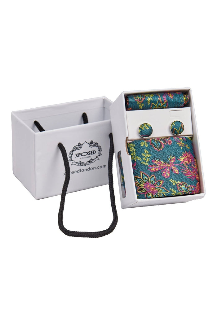 Floral Paisley Print Neck Tie Set