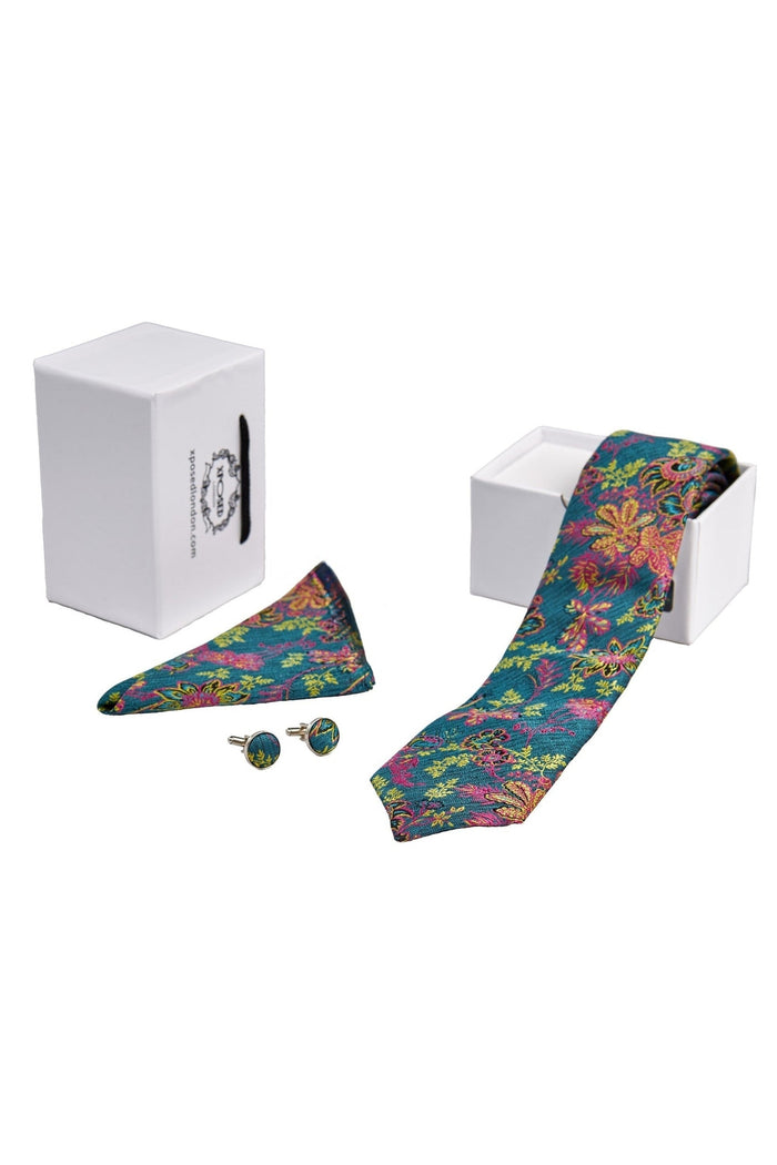Floral Paisley Print Neck Tie Set