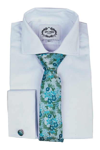 FROZEN BLUE FLORAL PRINT NECK TIE SET