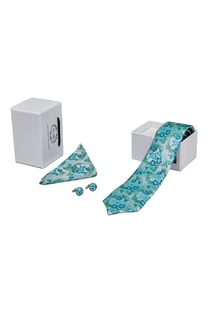 FROZEN BLUE FLORAL PRINT NECK TIE SET
