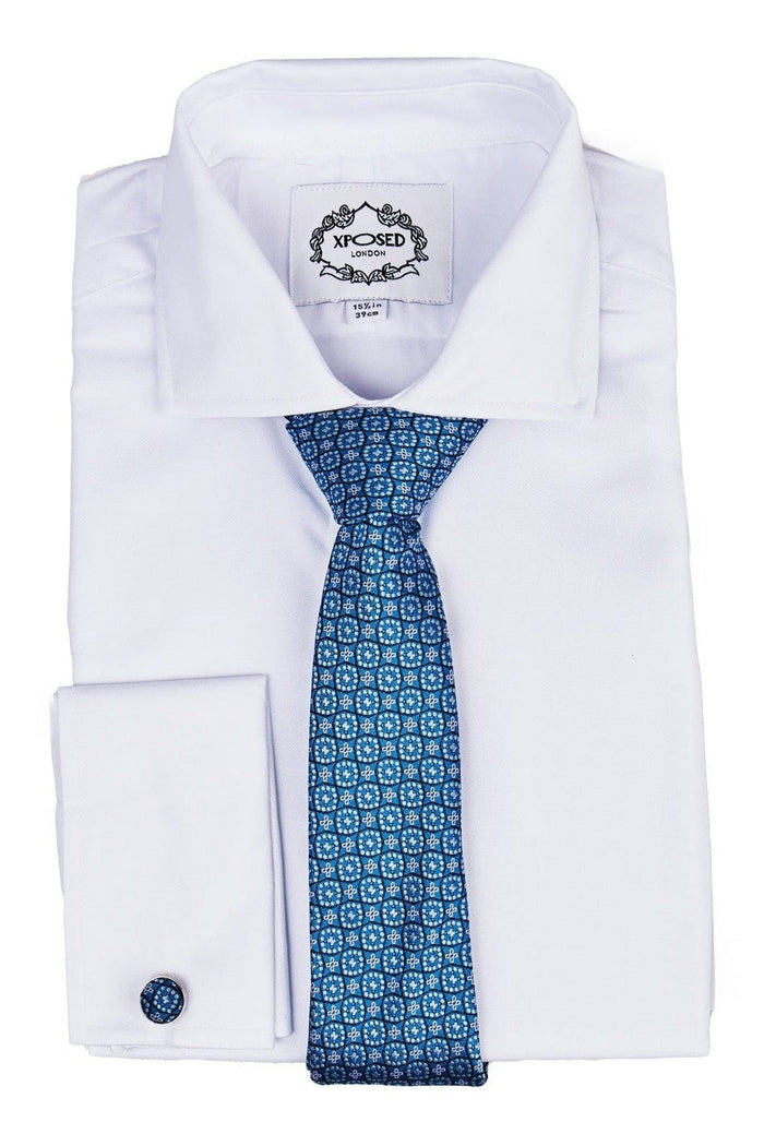 FROZEN BLUE MINI FLORAL NECK TIE SET