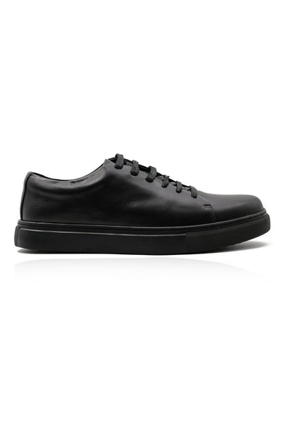Full Black Real Leather Trainers
