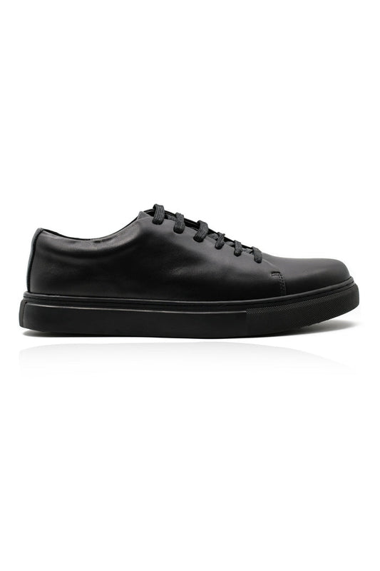 Full Black Real Leather Trainers