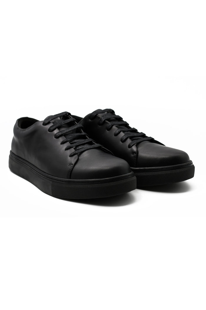 Full Black Real Leather Trainers
