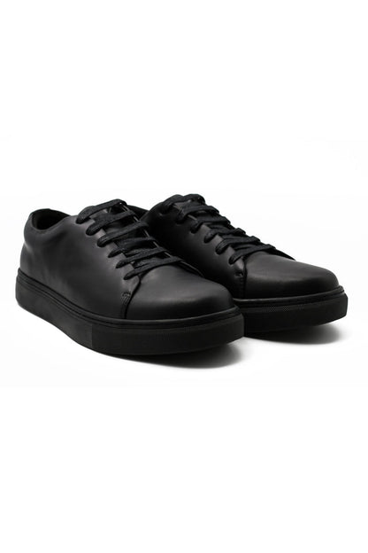 Full Black Real Leather Trainers