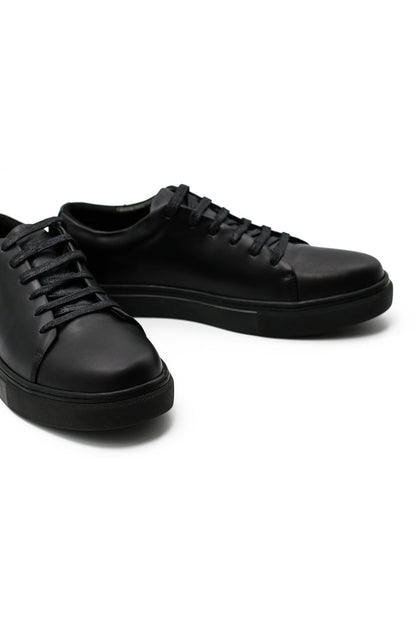 Full Black Real Leather Trainers