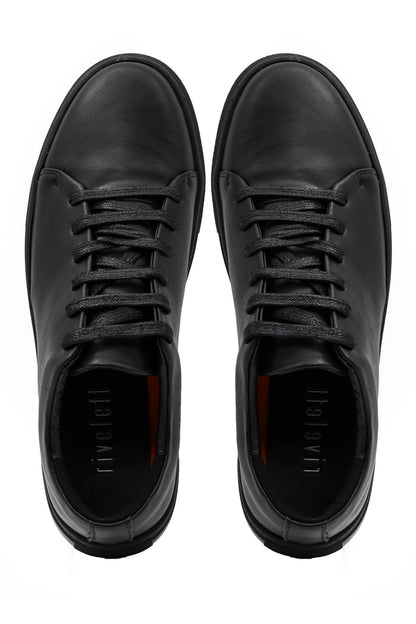 Full Black Real Leather Trainers