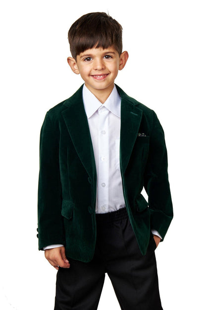 GARY - BOYS JACKET KIDS GREEN VELVET BLAZER