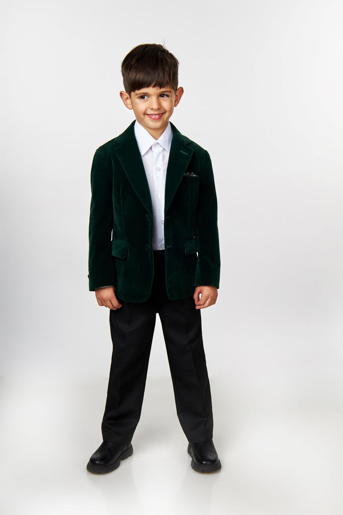 GARY - BOYS JACKET KIDS GREEN VELVET BLAZER