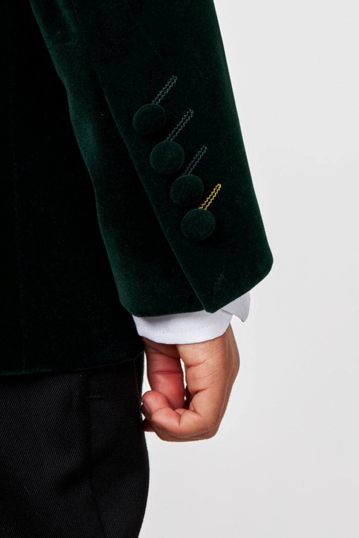 GARY - BOYS JACKET KIDS GREEN VELVET BLAZER