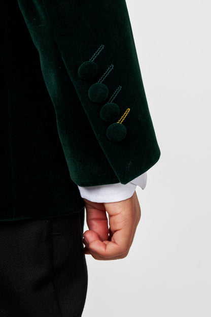 GARY - BOYS JACKET KIDS GREEN VELVET BLAZER
