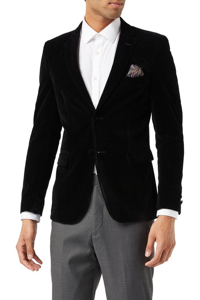 Men's Gary Black Velvet Single Breasted 4-Piece Suit Bundle