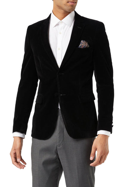 Men's Gary Black Velvet Single Breasted 4-Piece Suit Bundle