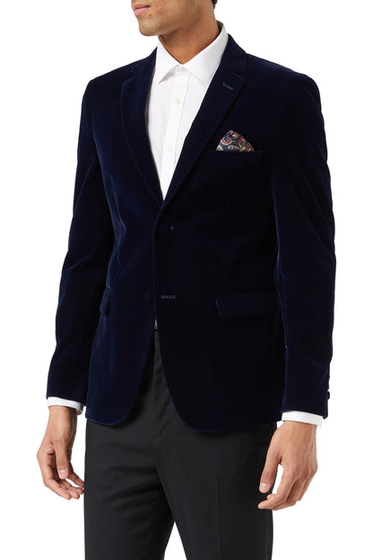Men's Gary Navy Velvet Single Breasted 4-Piece Suit Bundle