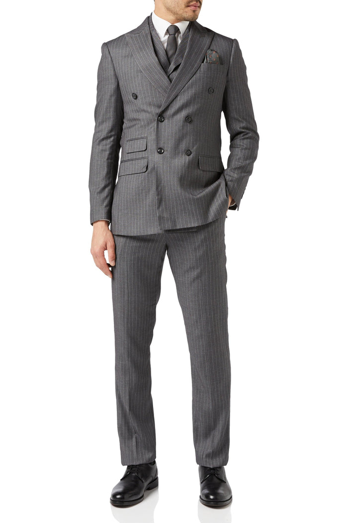 George - Double Breasted Grey Pinstripe Suit