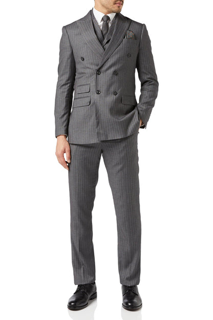 George - Double Breasted Grey Pinstripe Suit