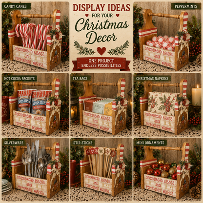 Gingerbread Caddy - Hand-Painted Primitive Farmhouse Christmas Decor