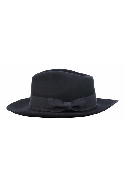 Gladwin Bond 100% Wool Black Fedora Stiff Hat
