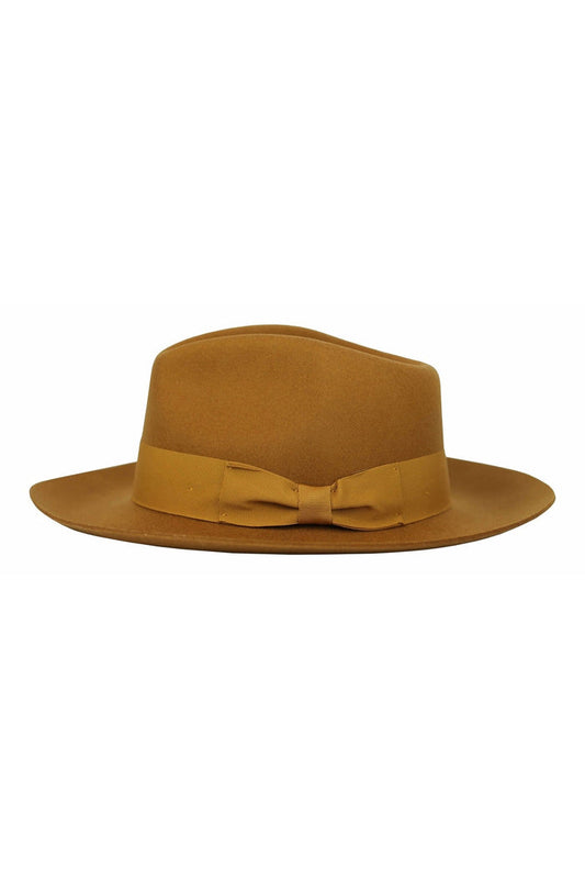 Gladwin Bond 100% Wool Mustard Fedora Stiff Hat