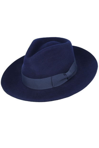 Gladwin Bond 100% Wool Navy Fedora Stiff Hat