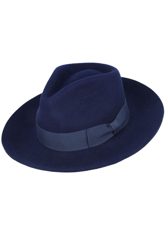 Gladwin Bond 100% Wool Navy Fedora Stiff Hat