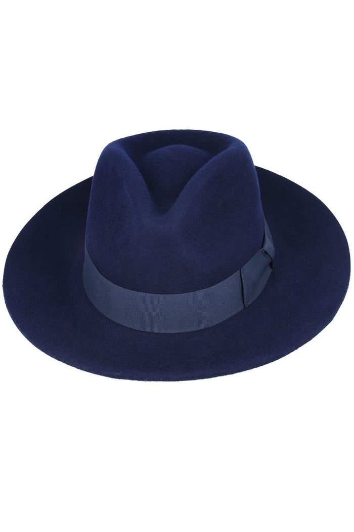 Gladwin Bond 100% Wool Navy Fedora Stiff Hat