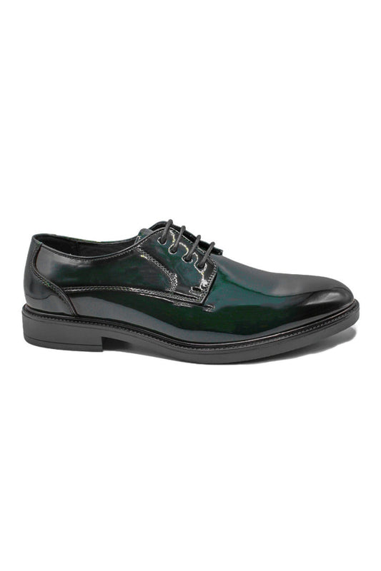 Green / Black Patent Faux Leather Derby Shoes