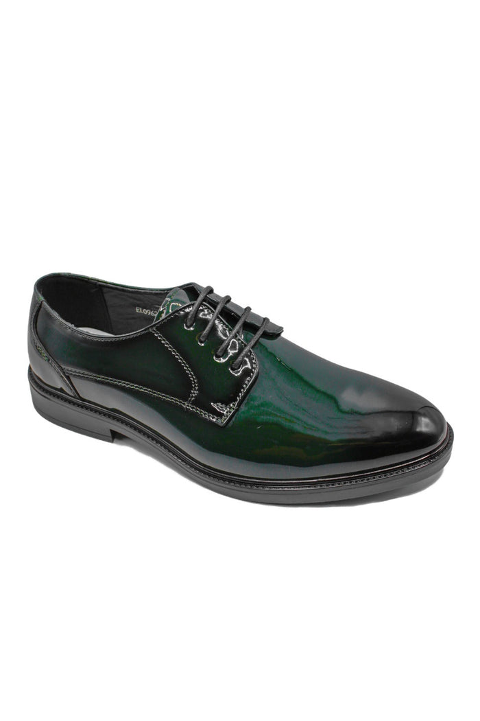 Green / Black Patent Faux Leather Derby Shoes