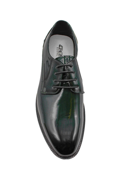 Green / Black Patent Faux Leather Derby Shoes