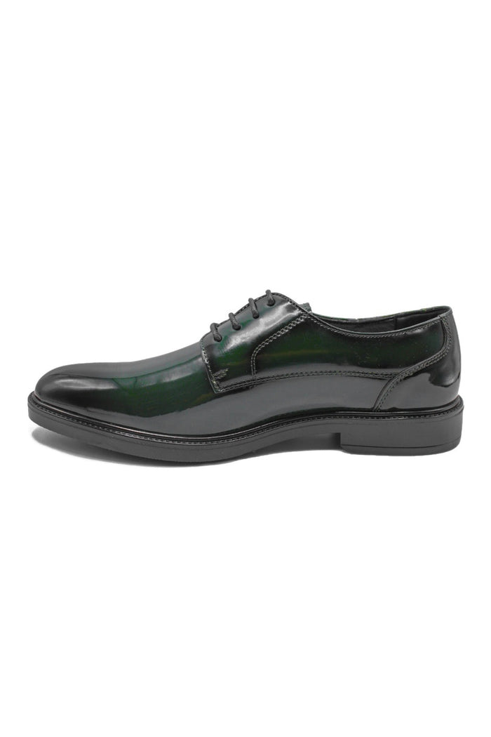 Green / Black Patent Faux Leather Derby Shoes