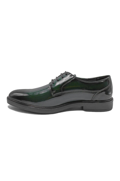 Green / Black Patent Faux Leather Derby Shoes