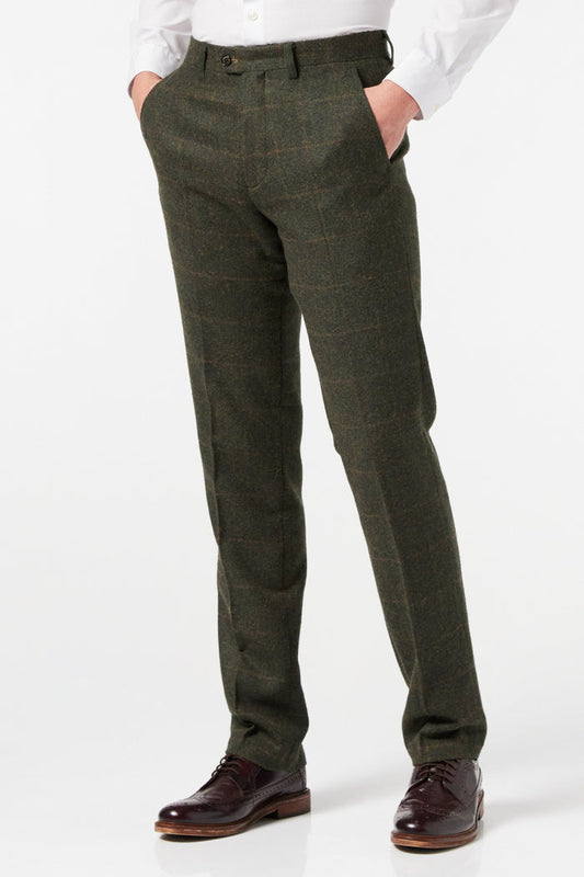 Green Tweed Check Suit Trouser - X6680-2