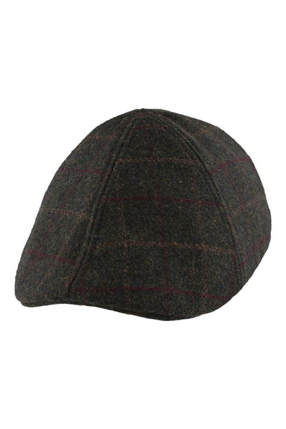 GREEN WOOL BLEND TWEED FLAT CAP