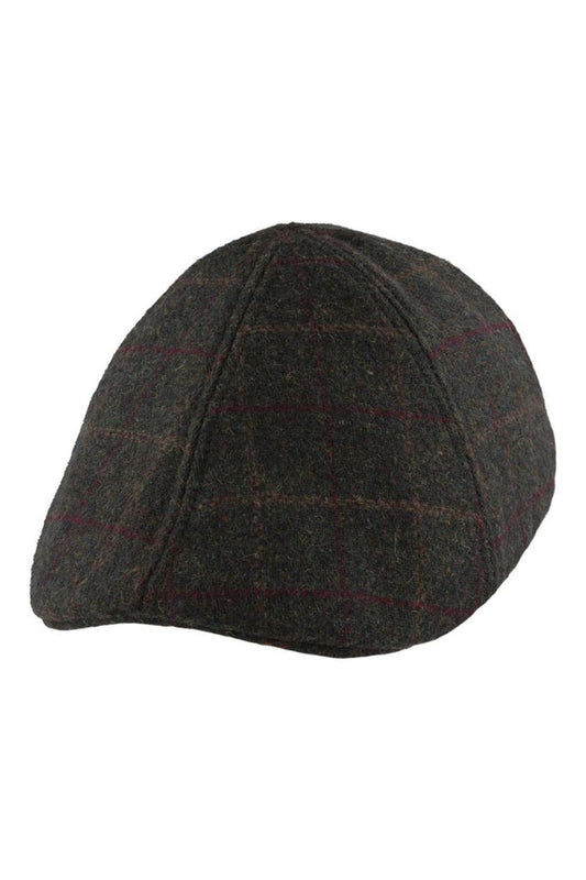 GREEN WOOL BLEND TWEED FLAT CAP