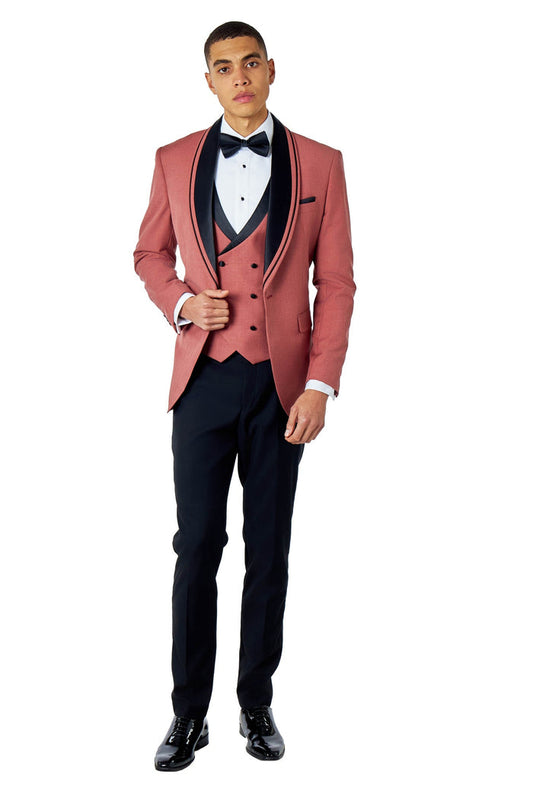 GREG – PINK BLACK 3 PIECE TUXEDO WEDDING SUIT