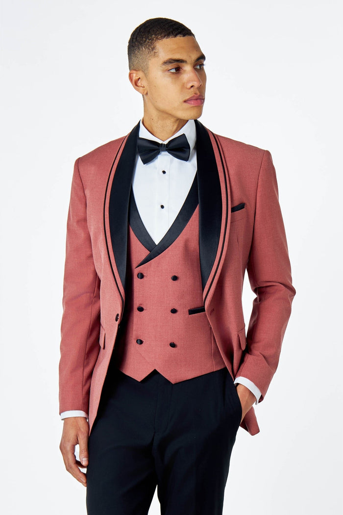 GREG – PINK BLACK 3 PIECE TUXEDO WEDDING SUIT