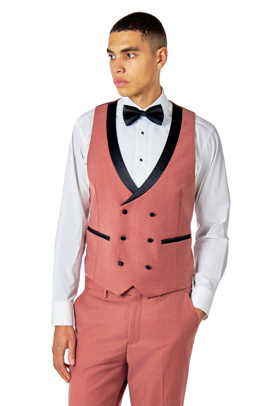 GREG – PINK BLACK WEDDING DRESS WAISTCOAT