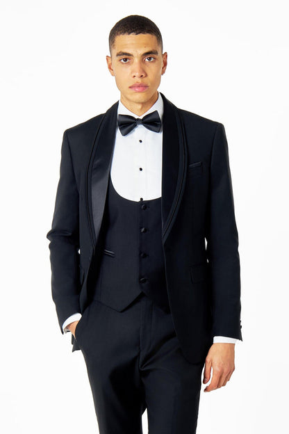 GREG – THREE PIECE WEDDING TUXEDO SUIT IN BLACK